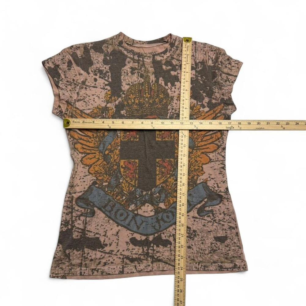 BonJovi Y2K Fleur Design Short Sleeve Top  Size XL Cool Gothic Grubge Fitted Top - Picture 3 of 5